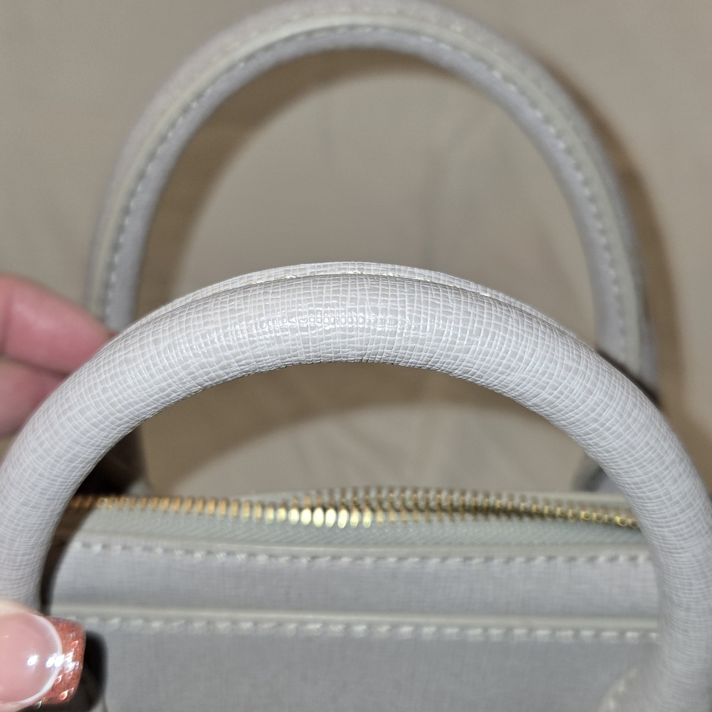 Furla Gray Saffiano Leather Satchel Crossbody Bag Gold Hardware - Picture 11 of 14